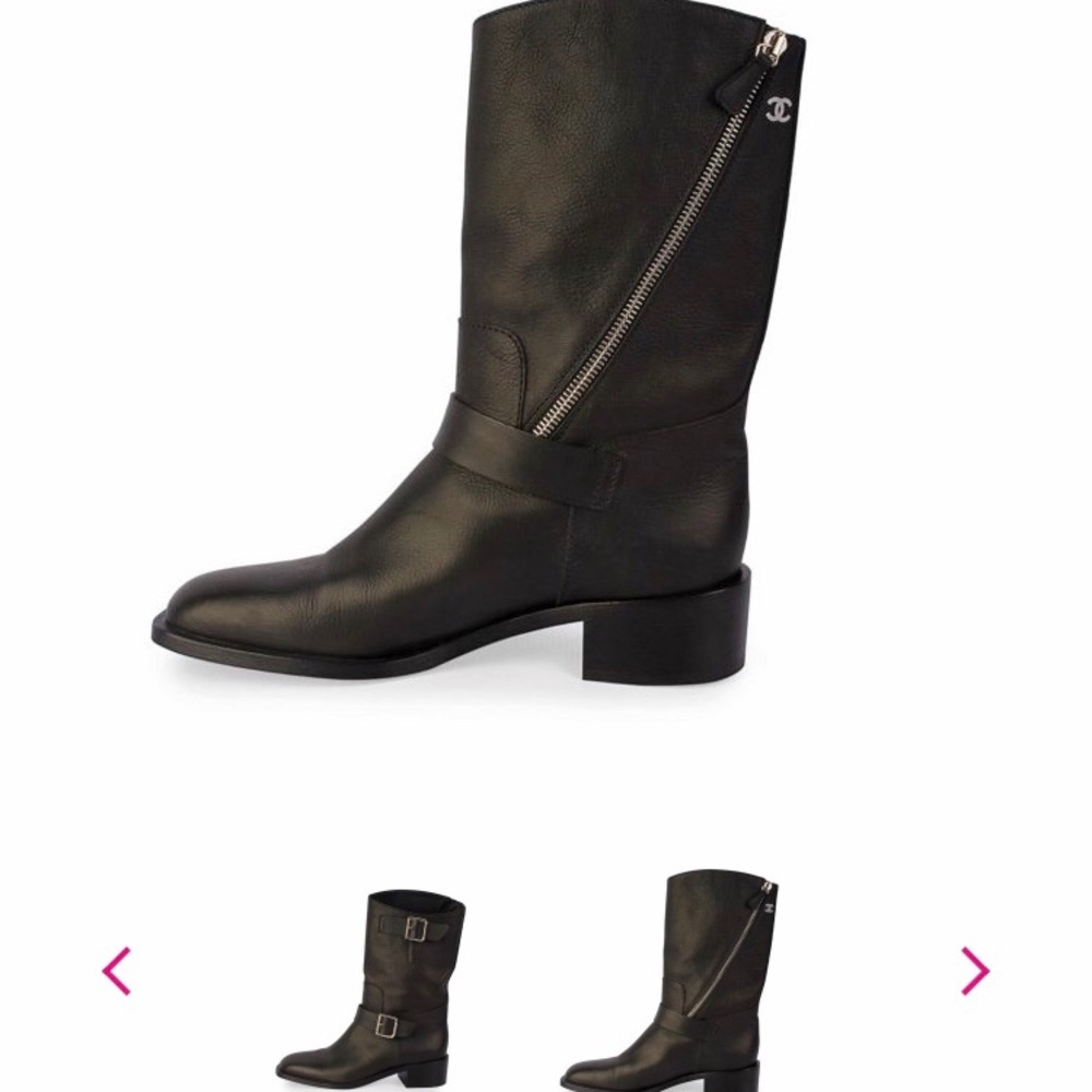 Chanel black motorcycle boots